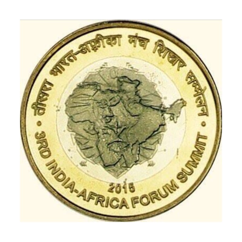 10 Rupees 3rd India Africa Summit Commemorative Coin in Gem Unc Condition