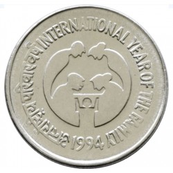 1 Rupee International Year of the Family Gem Bunc Coin of Bombay Mint