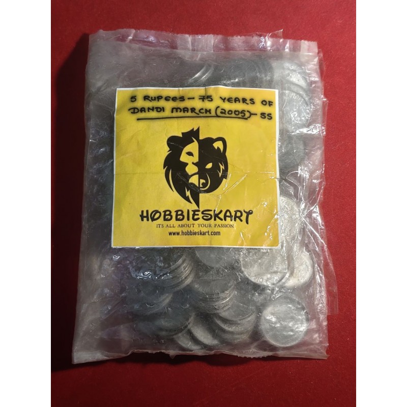 5 Rupees Rare Dandi March 100 FSS coins RBI Sealed Packet in Mint Condition at Lowest Price Guaranteed