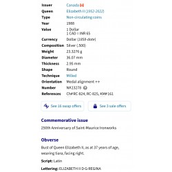 1 Dollar Canada 1988 Rare Silver Coin at Lowest Price Guaranteed