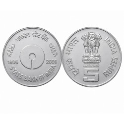 5 Rupees Rare State Bank of India Mule Coin in Gem Unc Condition