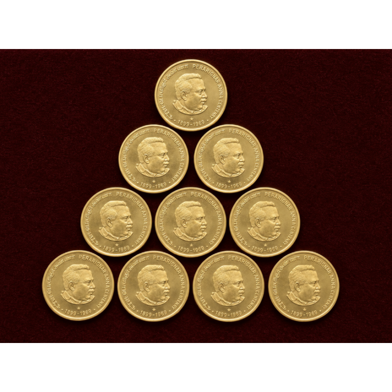 5 Rupees 10 Gem Unc Coins of Perarignar Anna Hyderabad Mint 10 Scarce Coins at Lowest Price