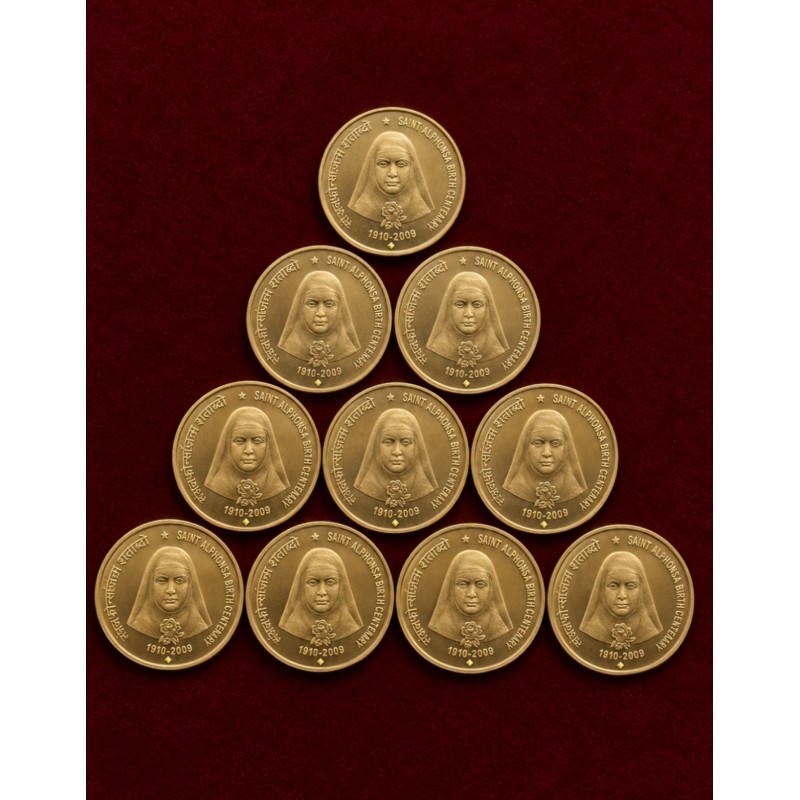 5 Rupees Saint Alphonsa 10 Gem Bunc Coins of Bombay Mint at Lowest Price