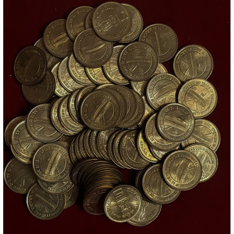 5 Rupees 60 Years of Commonwealth Gem BUNC Coins of Bombay Mint at Lowest Price
