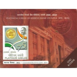 2010 - Reserve Bank of India Platinum Jubilee - UNC Set - Rare - Hyderabad Mint set at Lowest Price