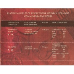 2010 - Reserve Bank of India Platinum Jubilee - UNC Set - Rare - Hyderabad Mint set at Lowest Price